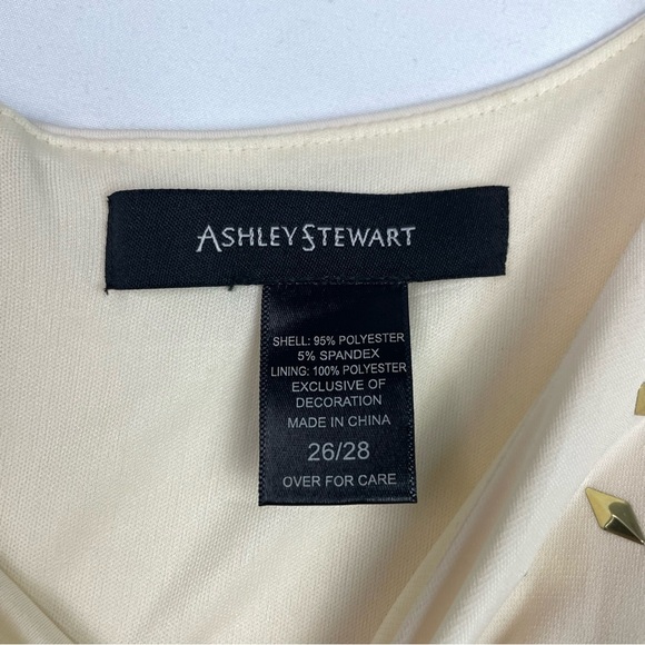 Ashley Stewart Cream and Blue Long Sleeve Dress - Picture 9 of 9